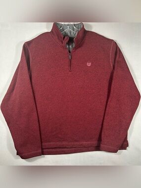 Wrangler Pullover Sweater Mens Size XXL Red Heathered Quarter Zip Fleece